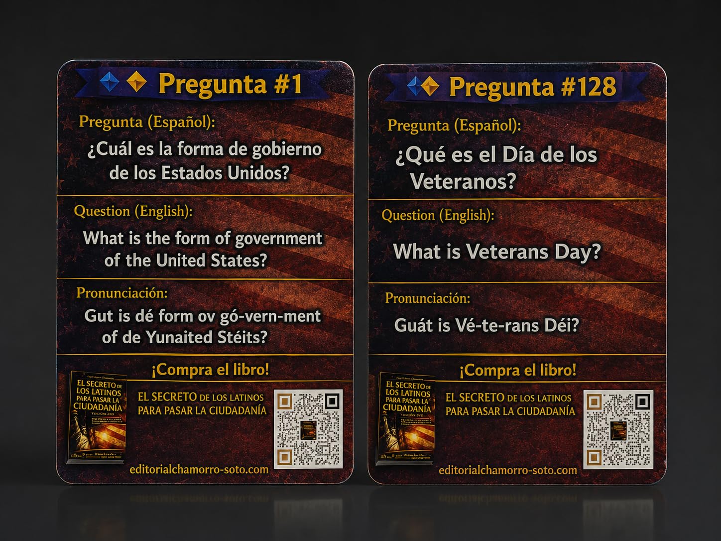 128 Flash Cards Ciudadanía Americana 2026 | 128 Preguntas Oficiales USCIS en Español e Inglés con Pronunciación | Guía para Aprobar Examen de Naturalización USA