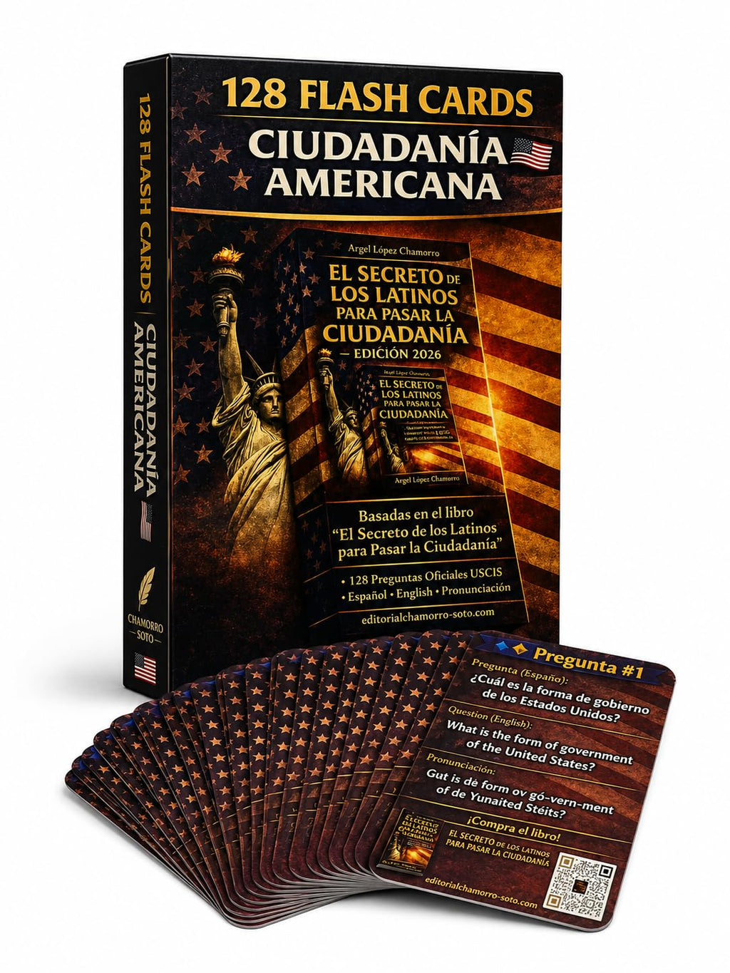128 Flash Cards Ciudadanía Americana 2026 | 128 Preguntas Oficiales USCIS en Español e Inglés con Pronunciación | Guía para Aprobar Examen de Naturalización USA