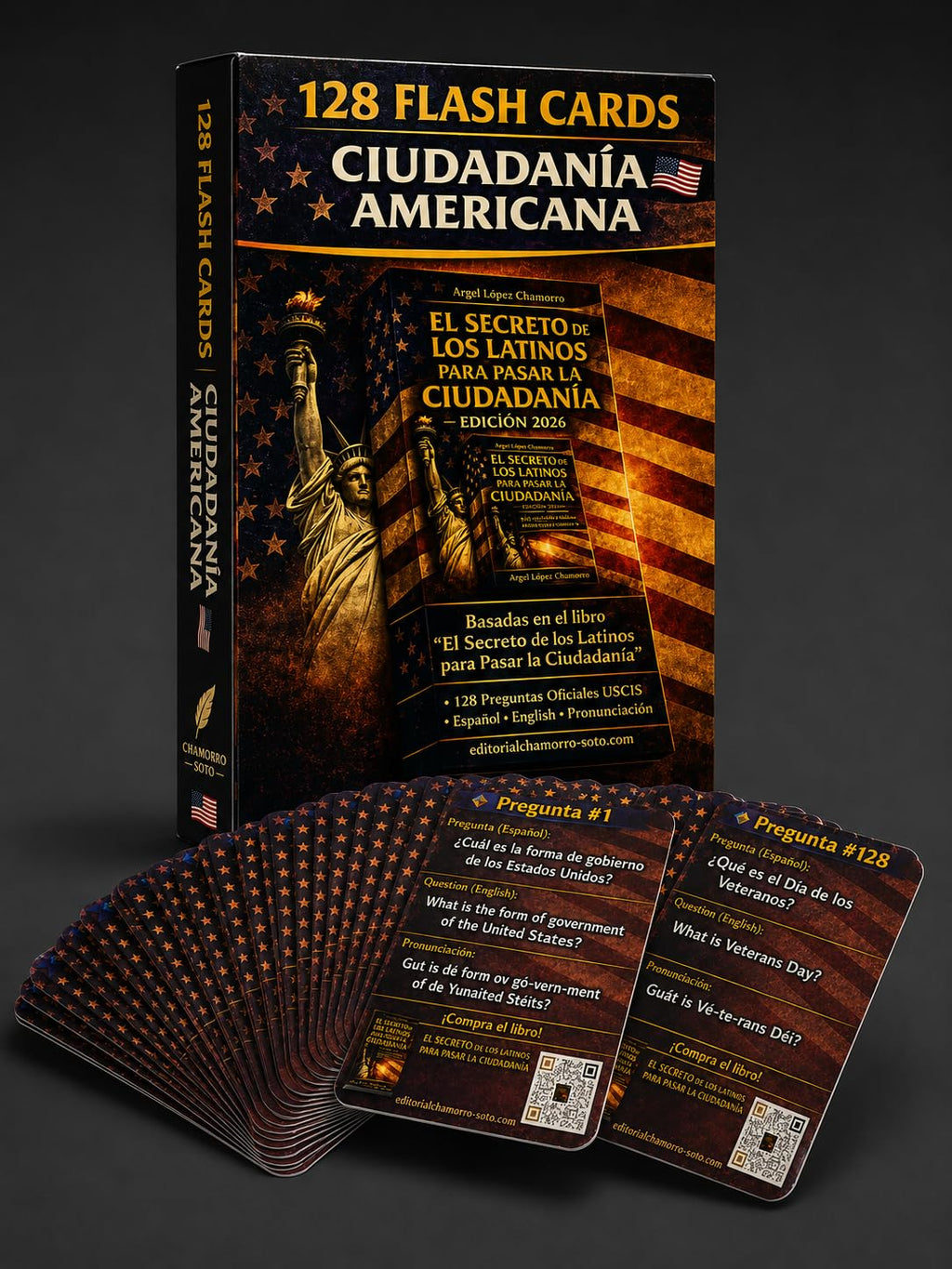 128 Flash Cards Ciudadanía Americana 2026 | 128 Preguntas Oficiales USCIS en Español e Inglés con Pronunciación | Guía para Aprobar Examen de Naturalización USA