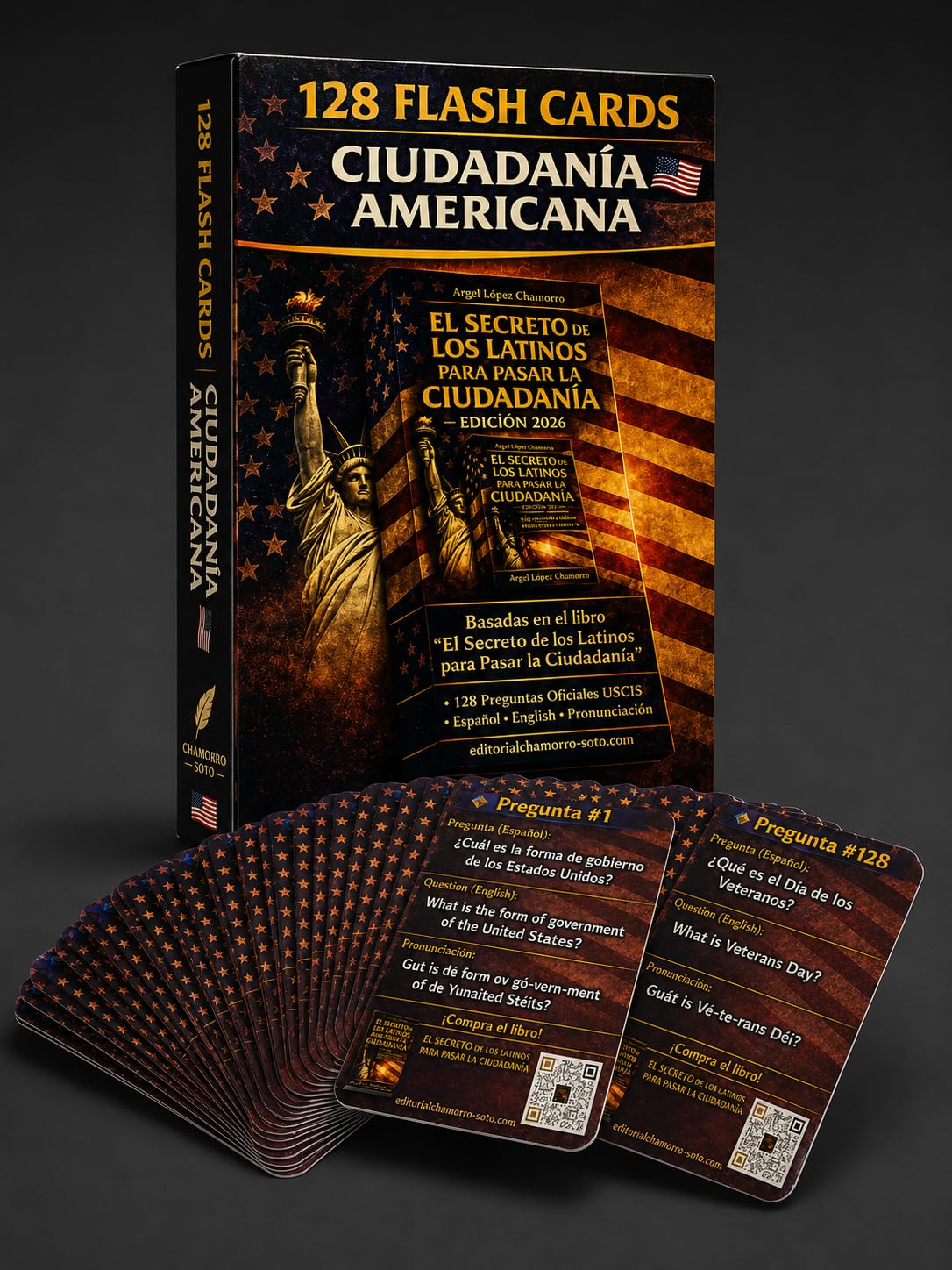 128 Flash Cards Ciudadanía Americana 2026 | 128 Preguntas Oficiales USCIS en Español e Inglés con Pronunciación | Guía para Aprobar Examen de Naturalización USA