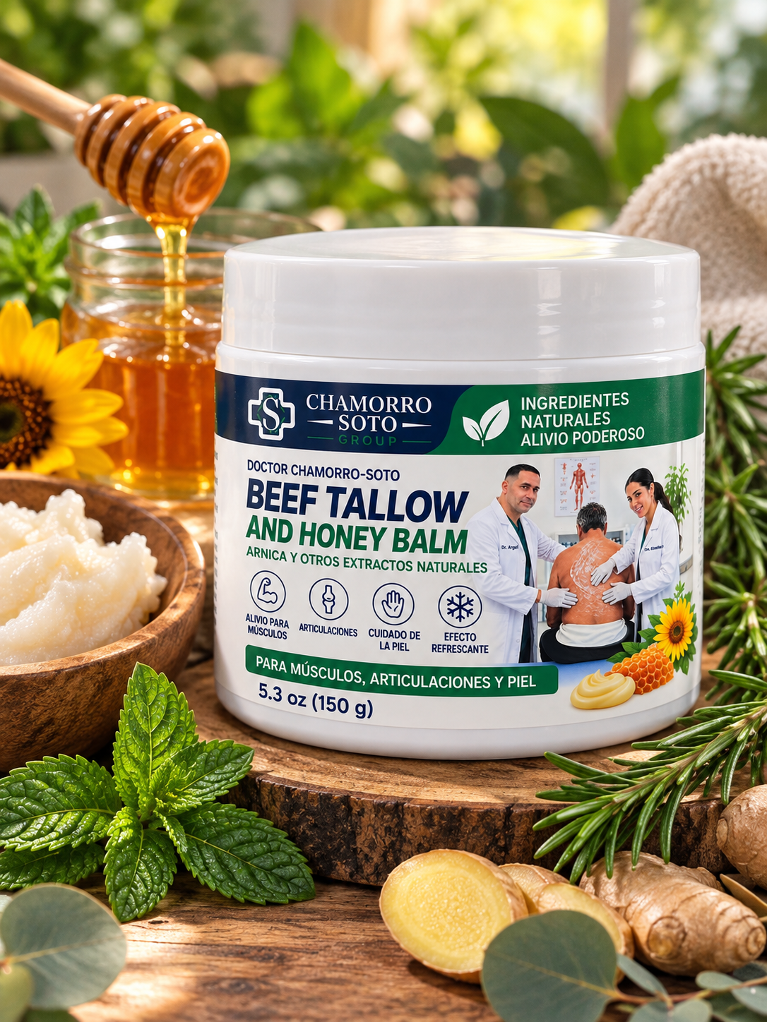 Chamorro Soto Beef Tallow & Honey Balm with Arnica – Moisturizing Body Balm for Skin Care – 5.3 oz (150 g)